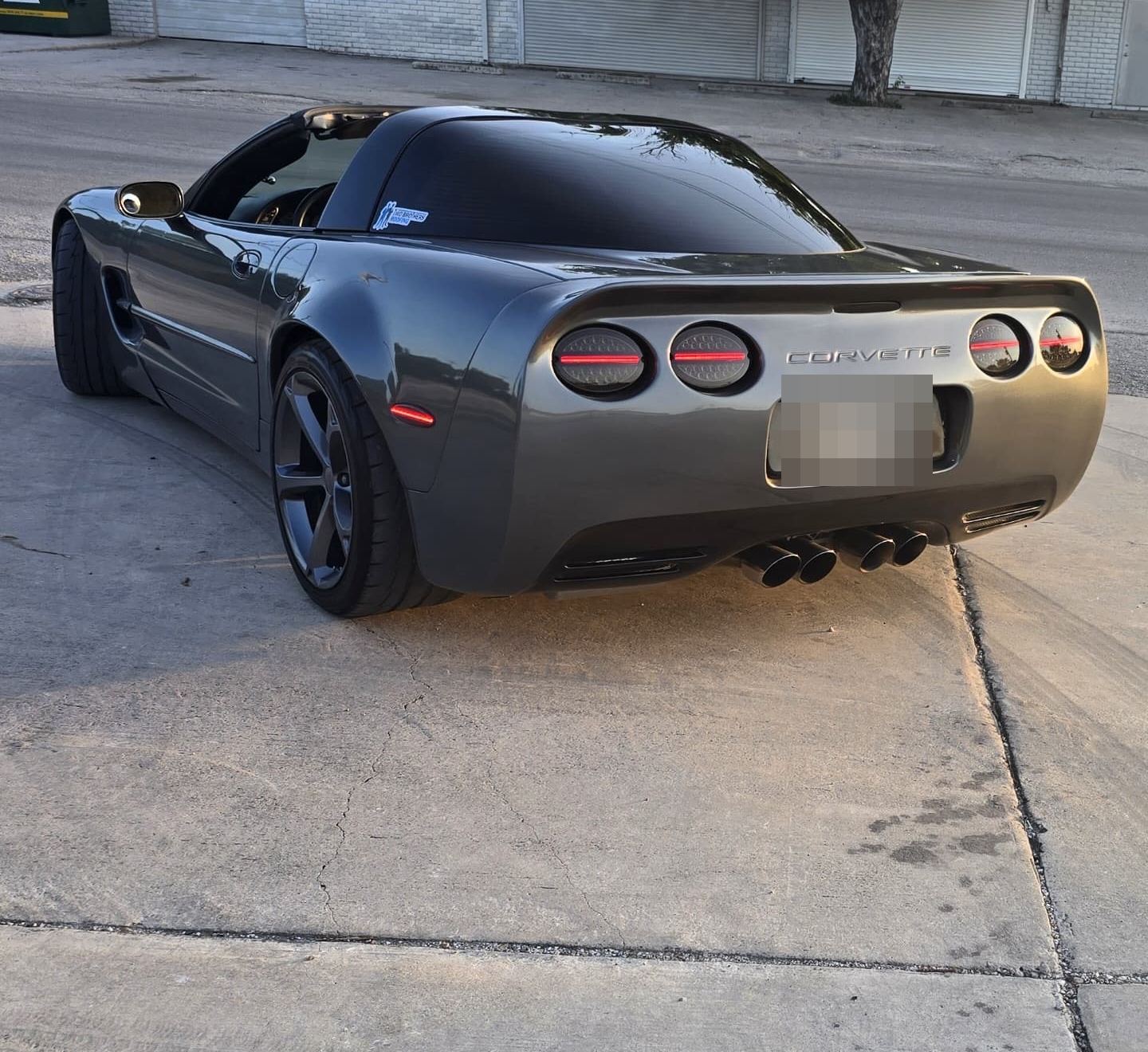 Grey C5 Corvette, rear view